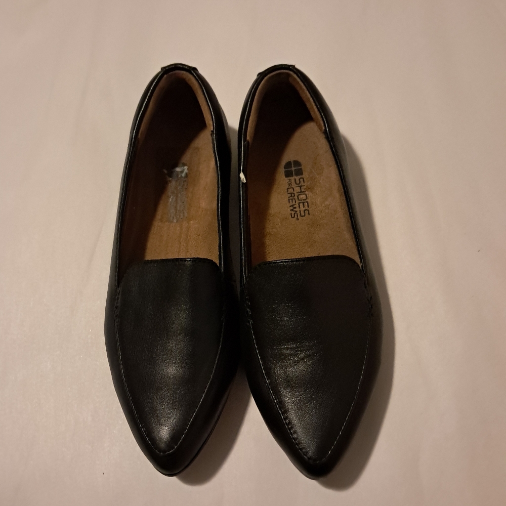 Shoes for Crews Black Leather Slip On  Loafers slip resistant work shoes Sz 6.